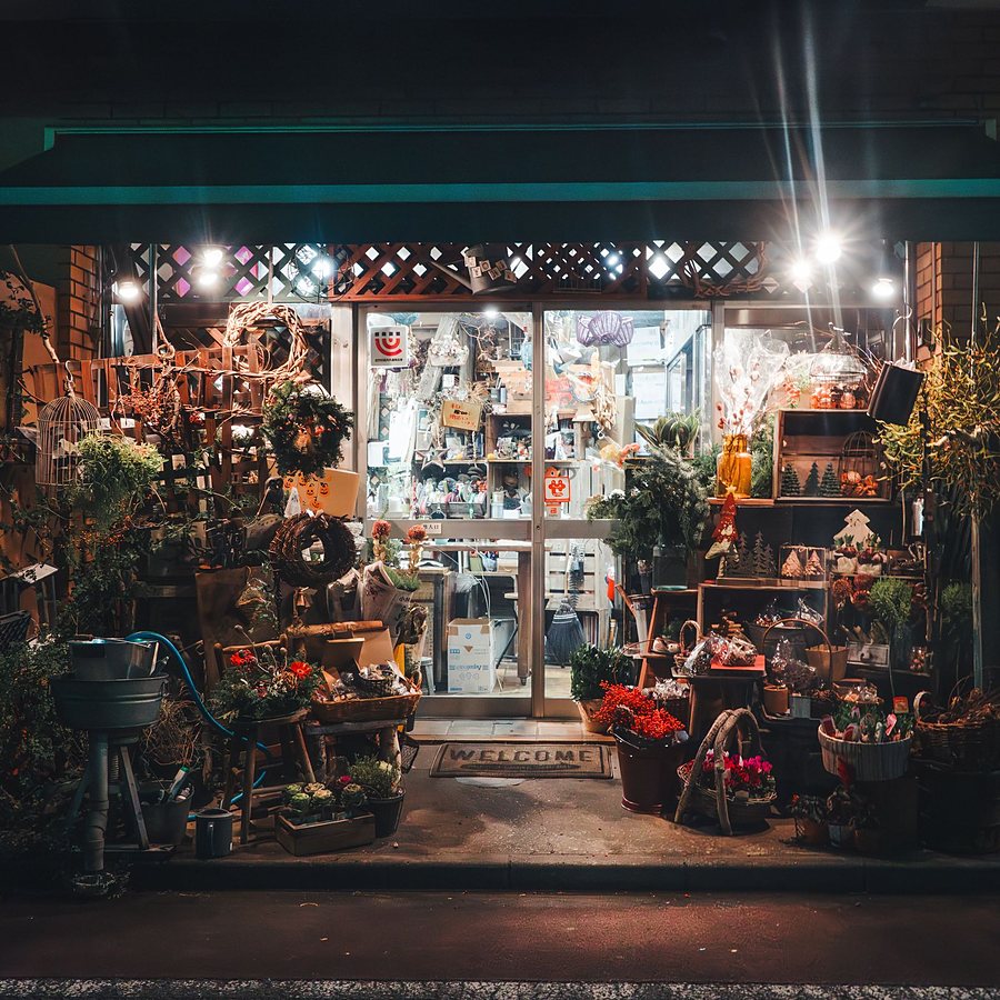 Devanture d'une boutique de fleuriste